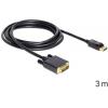 Delock DisplayPort / DVI kabelový adaptér Konektor DisplayPort, DVI-D 24+1pol. Zástrčka 3.00 m černá 82592 Kabel DisplayPort