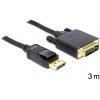 Delock DisplayPort / DVI kabelový adaptér Konektor DisplayPort, DVI-D 24+1pol. Zástrčka 3.00 m černá 82592 Kabel DisplayPort
