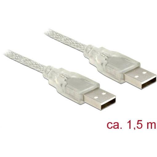 Delock USB kabel USB 2.0 USB-A zástrčka, USB-A zástrčka 1.50 m transparentní s feritovým jádrem 83888