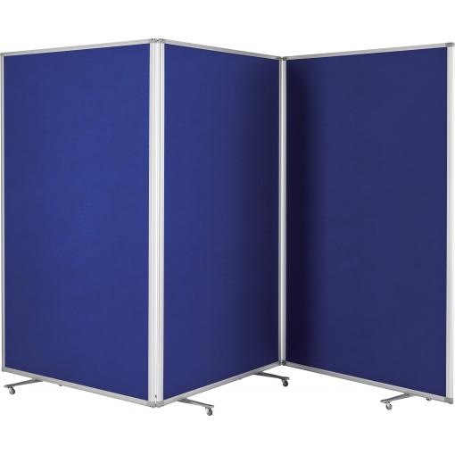 magnetoplan prezentační stěna large (š x v) 3610 mm x 1800 mm plsť královská modrá oboustranně použitelné, nástěnka, skládací, včetně koleček 1112003