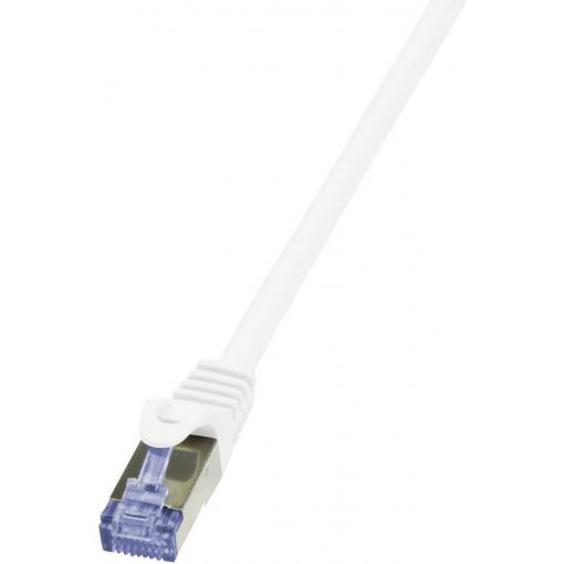 LogiLink CQ4051S RJ45 síťové kabely, propojovací kabely CAT 6A S/FTP 2.00 m bílá pozlacené kontakty, samozhášecí, s ochranou 1 ks