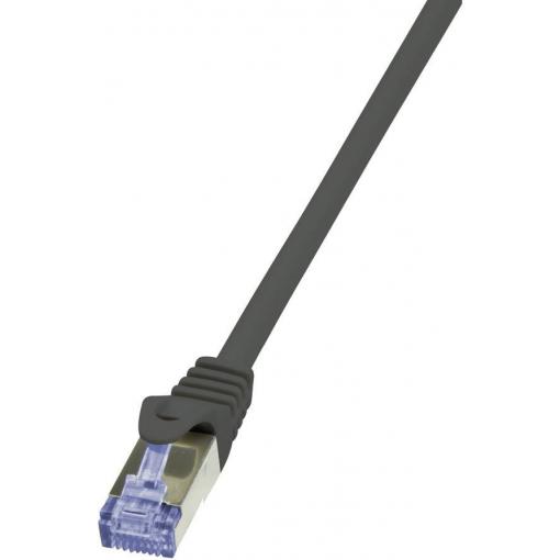 LogiLink CQ4103S RJ45 síťové kabely, propojovací kabely CAT 6A S/FTP 15.00 m černá pozlacené kontakty, samozhášecí, s ochranou 1 ks