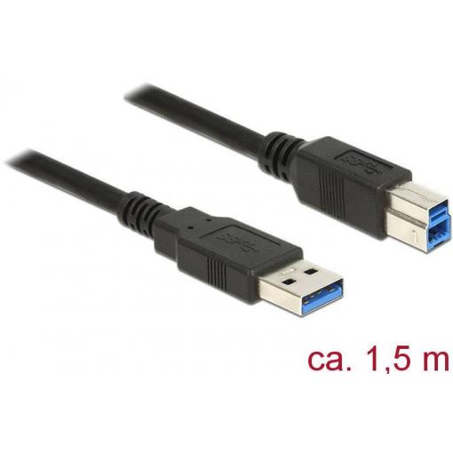 Delock USB kabel USB 3.2 Gen1 USB-A zástrčka, USB-B zástrčka 1.50 m černá pozlacené kontakty 85067