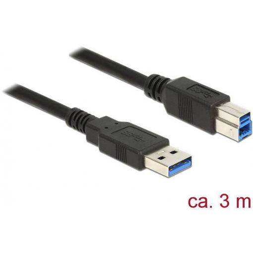 Delock USB kabel USB 3.2 Gen1 (USB 3.0 / USB 3.1 Gen1) USB-A zástrčka, USB-B zástrčka 3.00 m černá pozlacené kontakty 85069