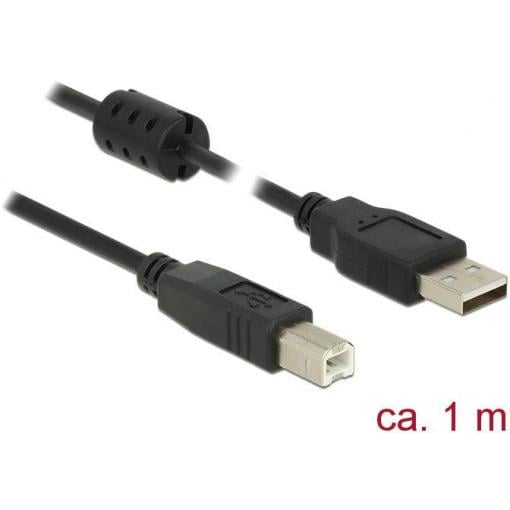 Delock USB kabel USB 2.0 USB-A zástrčka, USB-B zástrčka 1.00 m černá s feritovým jádrem 84895