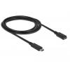 Delock USB kabel USB 3.2 Gen1 USB-C ® zástrčka, USB-C ® zásuvka 2.00 m černá 85542