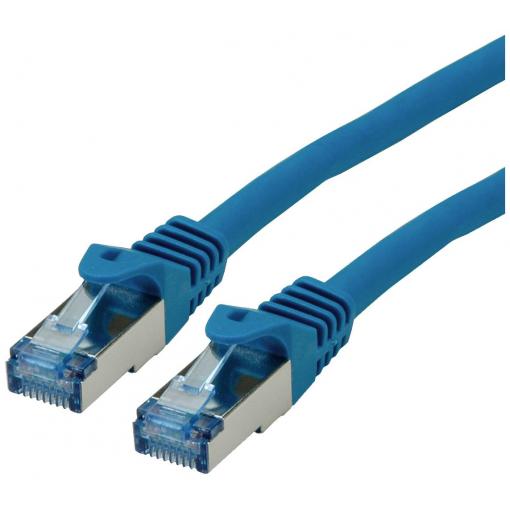 Roline 21.15.2842 RJ45 síťové kabely, propojovací kabely CAT 6A S/FTP 2.00 m modrá dvoužilový stíněný, bez halogenů, samozhášecí 1 ks