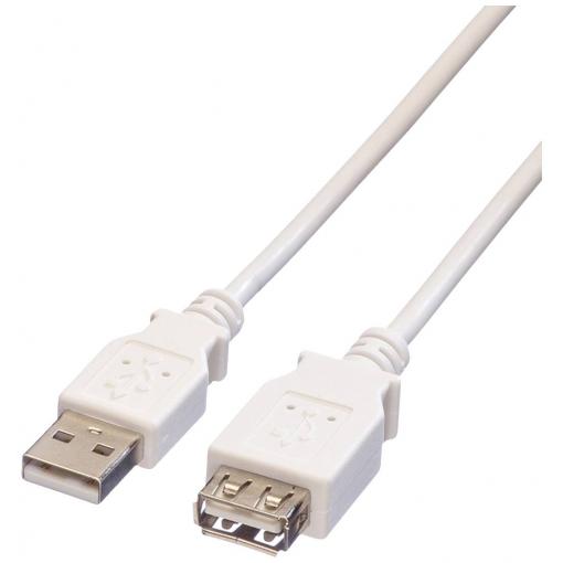 Value USB kabel USB 2.0 USB-A zástrčka, USB-A zásuvka 3.00 m bílá stíněný 11.99.8961