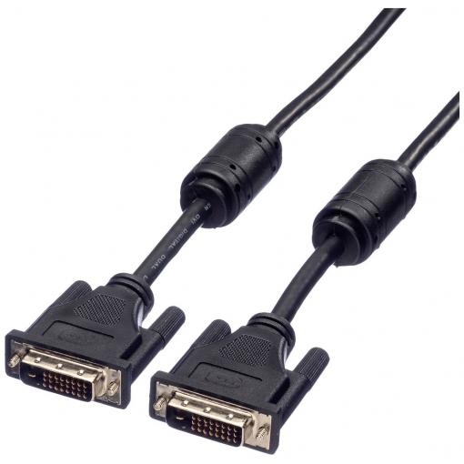 Roline DVI kabel DVI-D 24+1pol. Zástrčka, DVI-D 24+1pol. Zástrčka 3.00 m černá 11.04.5535 zablokovatelný DVI kabel