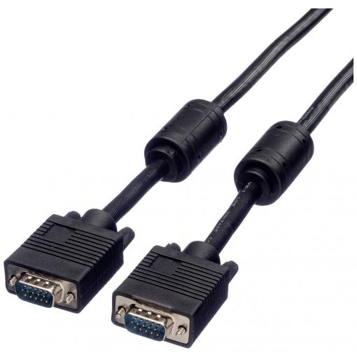 Roline VGA kabel VGA pólové Zástrčka, VGA pólové Zástrčka 2.00 m černá 11.04.5652 zablokovatelný VGA kabel