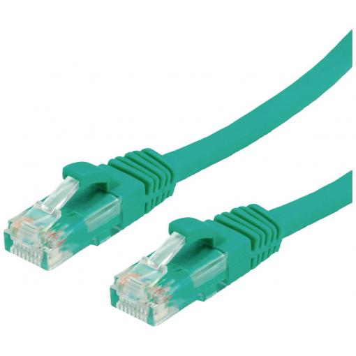 Value 21.99.0253 RJ45 síťové kabely, propojovací kabely CAT 6 U/UTP 1.50 m zelená nestíněný, bez halogenů, samozhášecí 1 ks