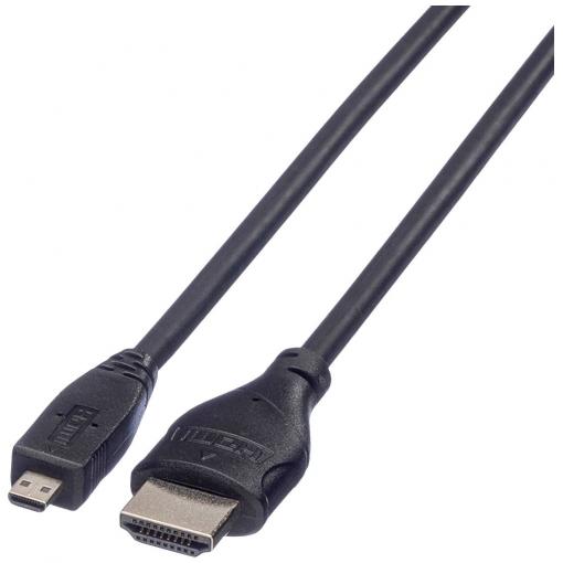 Roline HDMI kabel Zástrčka HDMI-A, Zástrčka HDMI Micro-D 2.00 m černá 11.04.5581 standardní HDMI HDMI kabel