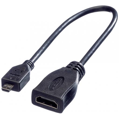 Roline HDMI kabel Zásuvka HDMI-A, Zástrčka HDMI Micro-D 0.22 m černá 11.04.5584 stíněný HDMI kabel