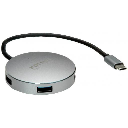 Roline 14.02.5036 USB Hub 4 porty USB-A USB 3.2 Gen1 5 GBit/s s konektorem USB C šedá