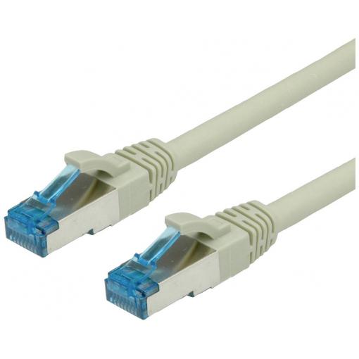 Value 21.99.0861 RJ45 síťové kabely, propojovací kabely CAT 6A S/FTP 1.00 m šedá dvoužilový stíněný, bez halogenů, samozhášecí 1 ks