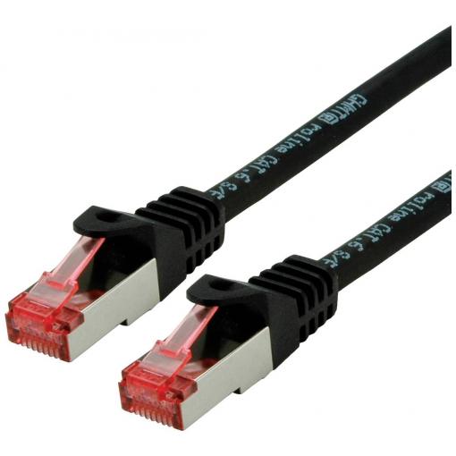 Roline 21.15.2650 RJ45 síťové kabely, propojovací kabely CAT 6 S/FTP 0.50 m černá dvoužilový stíněný, bez halogenů, samozhášecí 1 ks