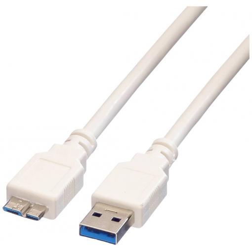 Value USB kabel USB 3.2 Gen1 USB-A zástrčka, USB Micro-B zástrčka 0.15 m bílá stíněný 11.99.8876