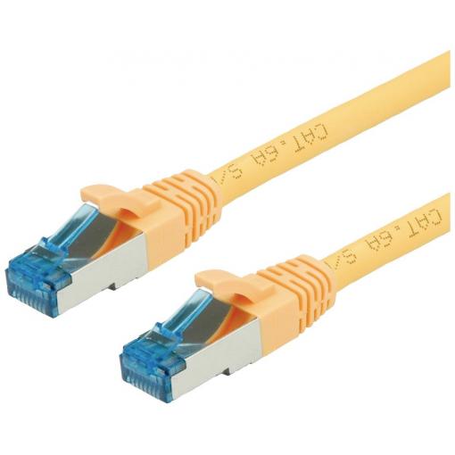 Value 21.99.1934 RJ45 síťové kabely, propojovací kabely CAT 6A S/FTP 0.30 m žlutá dvoužilový stíněný, bez halogenů, samozhášecí 1 ks