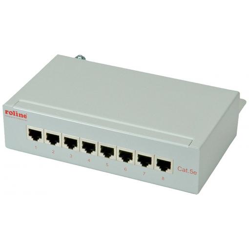 Roline 8 portů síťový patch panel CAT 5e 1 U šedá osazený