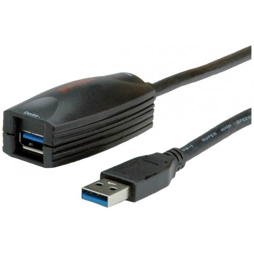 Roline USB kabel USB 3.2 Gen1 USB-A zástrčka, USB-A zásuvka 5.00 m černá Aktivní se zesílením signálu 12.04.1096
