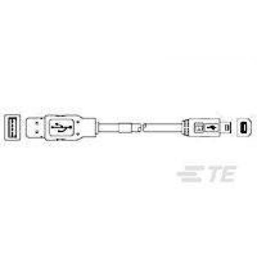 TE Connectivity USB kabel USB-A zástrčka, USB-B zásuvka 1.80 m 1487596-3