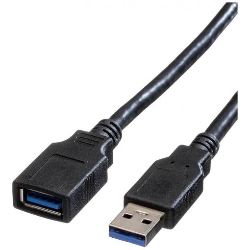 Roline USB kabel USB 3.2 Gen1 USB-A zástrčka, USB-A zásuvka 0.80 m černá stíněný 11.02.8977