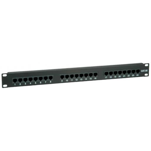 Value 24 portů síťový patch panel 483 mm (19) CAT 5e 1 U černá