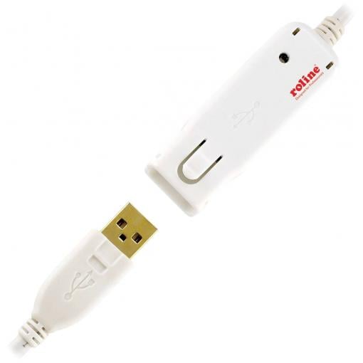 Roline USB kabel USB 2.0 USB-A zástrčka, USB-A zásuvka 12.00 m bílá Aktivní se zesílením signálu 12.04.1086
