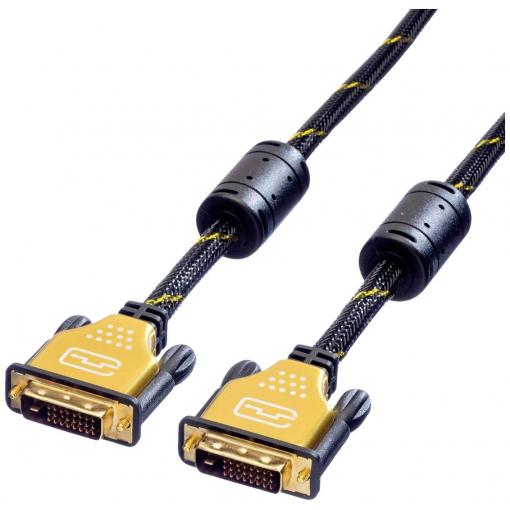 Roline DVI kabel DVI-D 24+1pol. Zástrčka, DVI-D 24+1pol. Zástrčka 1.00 m vícebarevná 11.04.5511 zablokovatelný DVI kabel