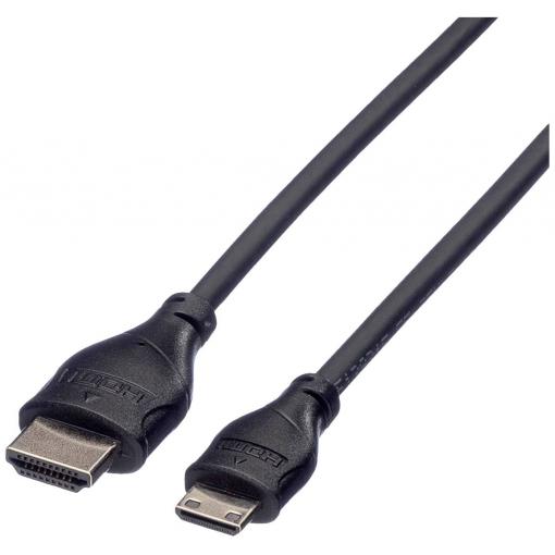 Roline HDMI kabel Zástrčka HDMI-A, Zástrčka HDMI Mini-C 2.00 m černá 11.04.5580 standardní HDMI HDMI kabel