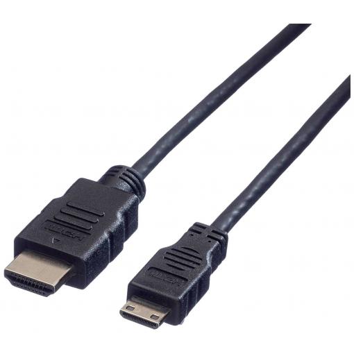 Value HDMI kabel Zástrčka HDMI-A, Zástrčka HDMI Mini-C 2.00 m černá 11.99.5580 standardní HDMI HDMI kabel