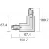 Deko Light 710038 D Line 90°-Verbinder links-rechts mit Wechselmechanik vysokonapěť. komponent lištových systémů napájecí kolejnice 3fázové černá