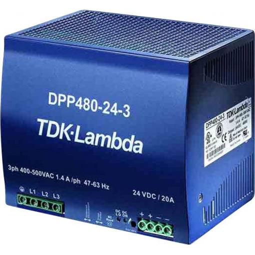 TDK-Lambda DPP480-48-3 síťový zdroj na DIN lištu, 48 V/DC, 10 A, 480 W, výstupy 1 x