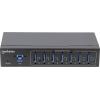 Manhattan 164405 USB Hub 7 portů USB-A USB 3.0 5 GBit/s kovový ukazatel, pro průmyslové použití, pro montáž na zeď černá 164405
