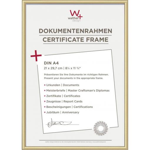 walther+ design KV130G vyměnitelný fotorámeček Formát papíru: A4 (š x v) 21 cm x 29.7 cm zlatá