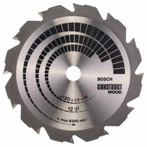 Bosch Accessories Construct Wood 2608641201 tvrdokovový pilový kotouč 190 x 20 x 2.6 mm Počet zubů (na palec): 12 1 ks