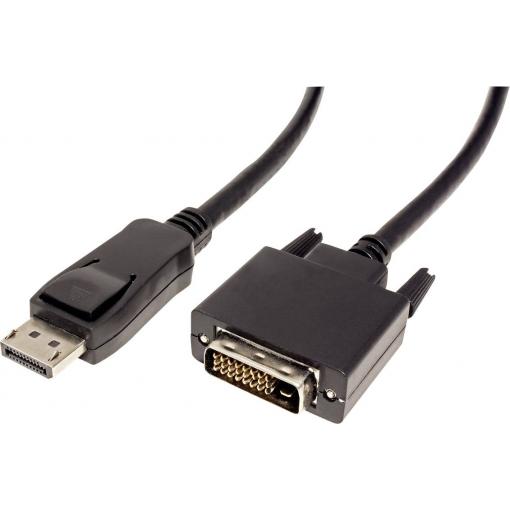 Value DisplayPort kabel Konektor DisplayPort, DVI-D 24+1pol. Zástrčka 3.00 m černá 11.99.5611 stíněný Kabel DisplayPort