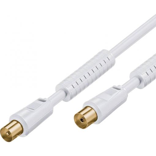 Value TV, monitor kabel [1x anténní zástrčka 75 Ω - 1x anténní zásuvka 75 Ω] 10.00 m s feritovým jádrem bílá