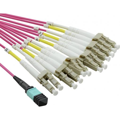 Value 21.99.1100 optické vlákno optické vlákno kabel 2.00 m fialová [1x zástrčka MPO - 12x zástrčka LC] 50/125 µ