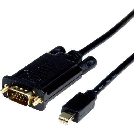 Value Mini-DisplayPort / VGA kabelový adaptér Mini DisplayPort konektory, VGA pólové Zástrčka 2.00 m černá 11.99.5807 Kabel DisplayPort