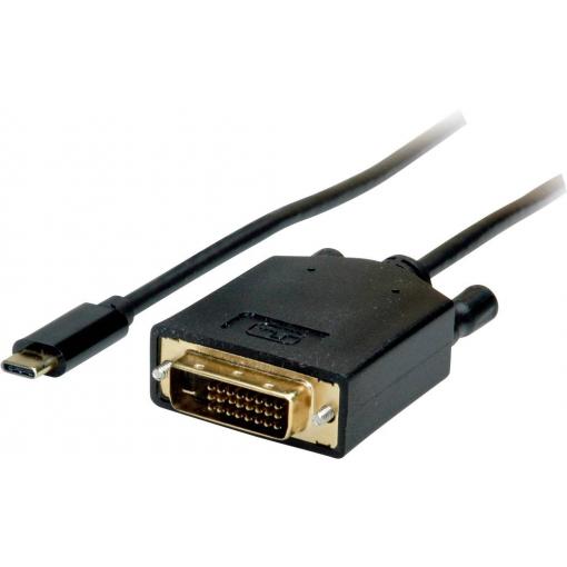Value USB-C® / DVI kabelový adaptér USB-C ® zástrčka, DVI-D 24+1pol. Zástrčka 2.00 m černá 11.99.5832 Kabel pro displeje USB-C®