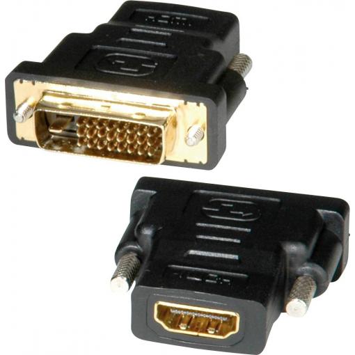 Roline 12.03.3116 HDMI adaptér [1x DVI zástrčka 24+1pólová - 1x HDMI zásuvka] černá 0 mm