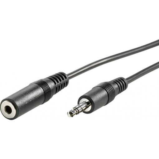 Value 11.99.4355 jack audio kabel [1x jack zástrčka 3,5 mm - 1x jack zásuvka 3,5 mm] 5.00 m černá stíněný