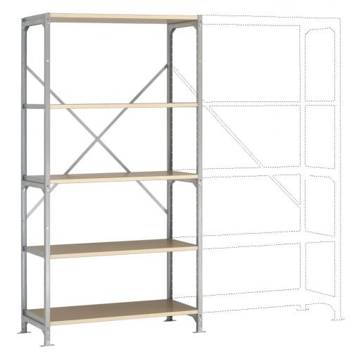 Manuflex RM4108 základní modul regálu oddělení , (š x v x h) 97 x 2 x 50 cm, ocel, dřevěná podlaha, pozinkovaná
