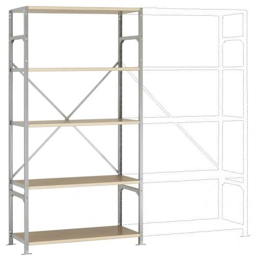 Manuflex RM3107 základní modul regálu oddělení , (š x v x h) 97 x 2 x 50 cm, ocel, dřevěná podlaha, pozinkovaná