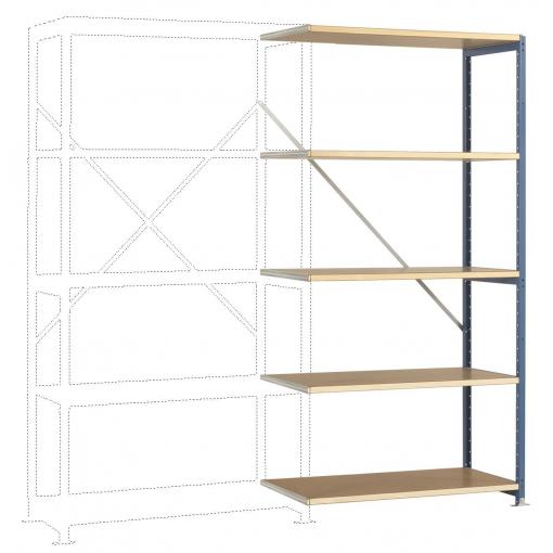 Manuflex RP1112.5007 přístavný modul regálu oddělení , (š x v x h) 97 x 2 x 50 cm, ocel, dřevěná podlaha, briliantově modrá