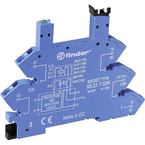 Finder 93.51.7.060 patice pro relé Finder řada 34, Finder 34.51, Finder 34.81, (d x š x v) 93.6 x 6.2 x 76 mm, Tray, 10 ks