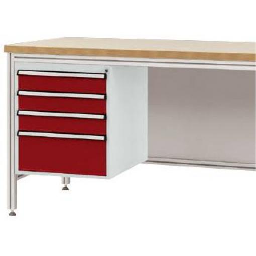 Manuflex ZB4822.3003 Pouzdro pro hliníkový pracovní stoly, Nutzhohe 500 mm se 4 přihrádkami, na stůl hloubka 800 mm