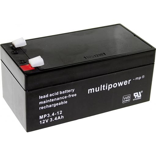 multipower PB-12-3,4-4,8 MP3,4-12 olověný akumulátor 12 V 3.4 Ah olověný se skelným rounem (š x v x h) 134 x 66.5 x 67 mm plochý konektor 4,8 mm bezúdržbové,