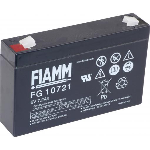 Fiamm PB-6-7,2 FG10721 olověný akumulátor 6 V 7.2 Ah olověný se skelným rounem (š x v x h) 150 x 100 x 34 mm plochý konektor 4,8 mm bezúdržbové, nepatrné